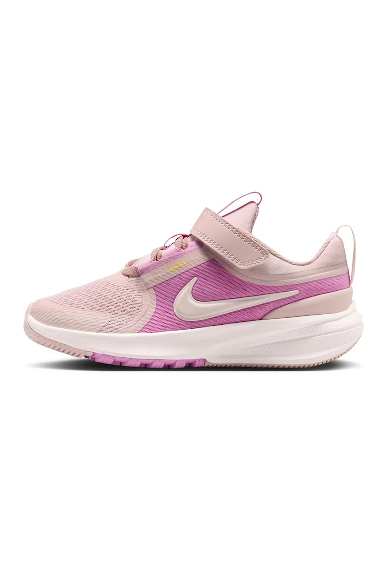 Pantofi wedge Star Runner 5 cu velcro, pentru alergare, Roz prafuit
