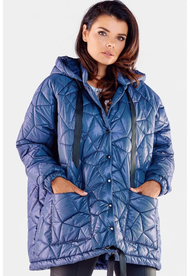 Geaca oversize cu gluga,, Albastru inchis