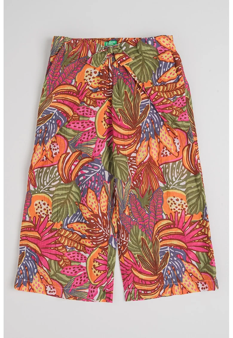 Pantaloni cu croiala ampla si model, Multicolor