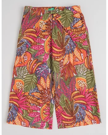 Pantaloni cu croiala ampla si model, Multicolor