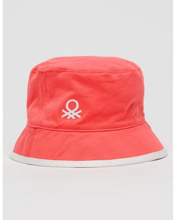 Palarie bucket reversibila, Alb/Roz