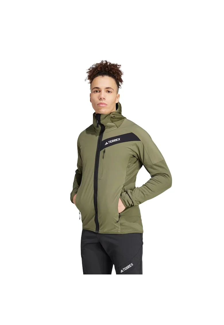 Jacheta din fleece rezistenta la vant pentru drumetie, cu gluga Terrex Techrock