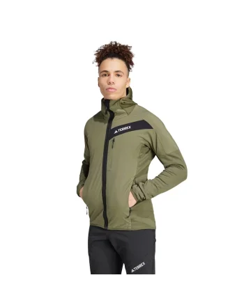 Jacheta din fleece rezistenta la vant pentru drumetie, cu gluga Terrex Techrock
