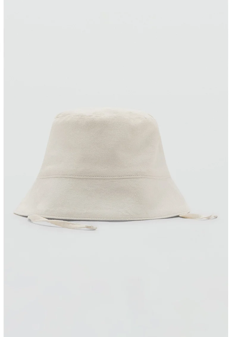 Palarie bucket de in si bumbac, Alb murdar