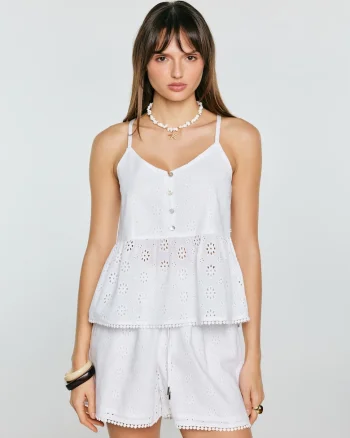Top din bumbac cu broderii Balbina