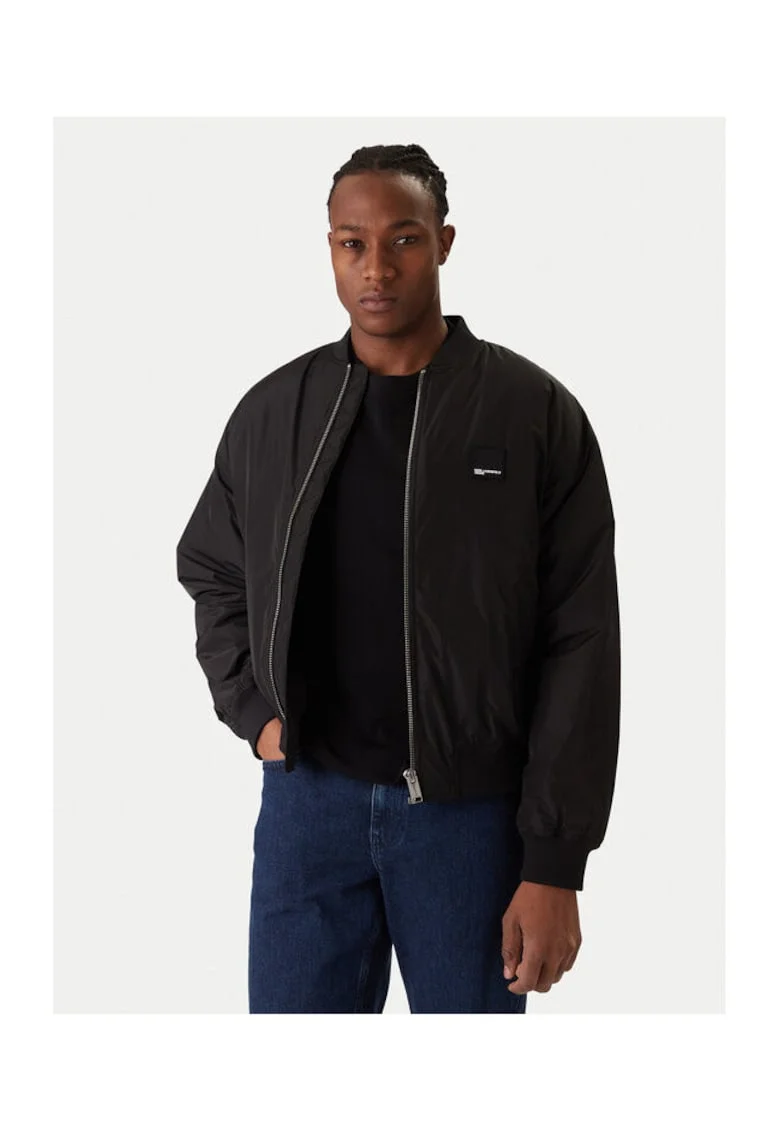 Geaca bomber barbati,  negru, material reciclat, umplutura sintetica