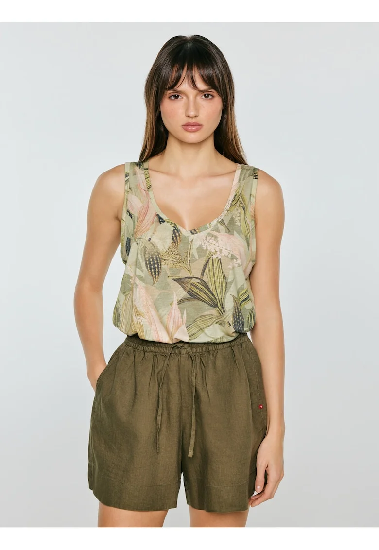 Top cu imprimeu floral si decolteu in V