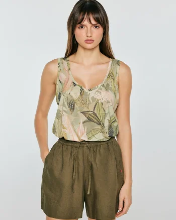 Top cu imprimeu floral si decolteu in V