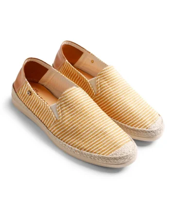 Espadrile cu varf rotund si dungi, Galben