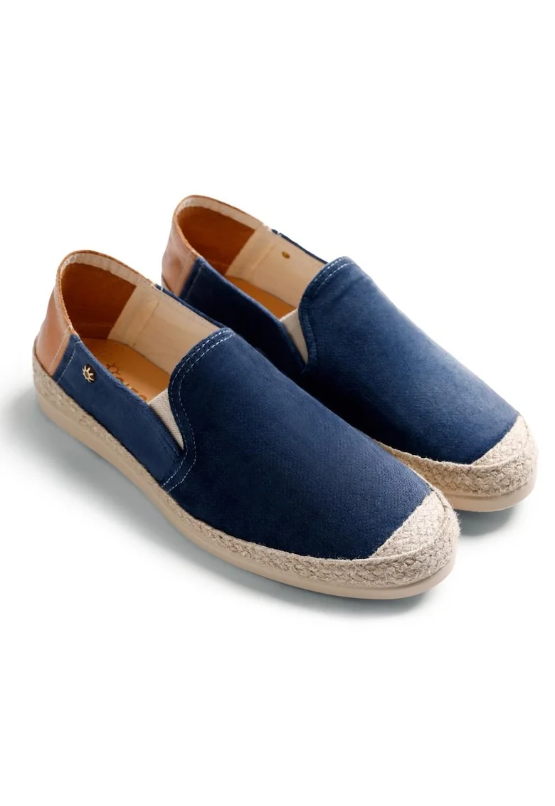 Espadrile cu aspect de reiat si varf rotund, Albastru inchis
