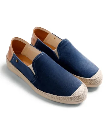 Espadrile cu aspect de reiat si varf rotund, Albastru inchis