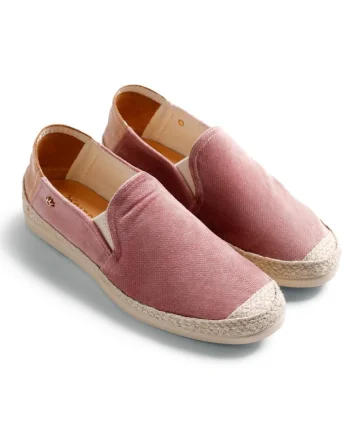 Espadrile cu aspect de reiat si varf rotund, Roz