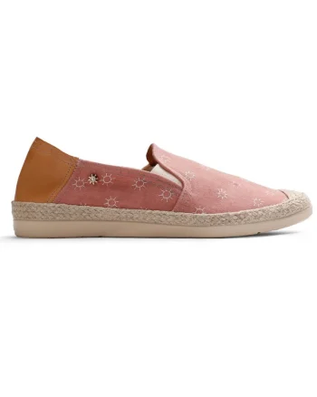 Espadrile brodate cu varf rotund, Rosu capsuna