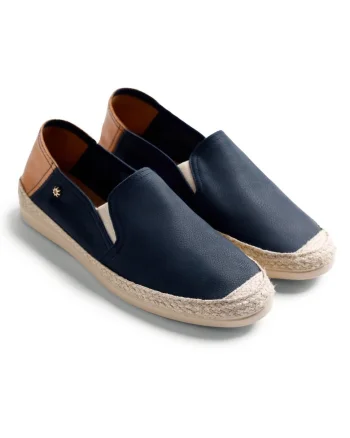 Espadrile din piele cu varf rotund, Bleumarin