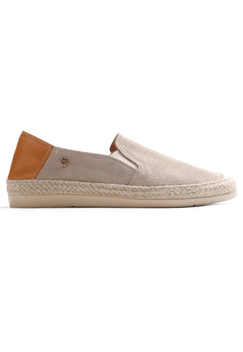 Espadrile din piele intoarsa si piele, Bej