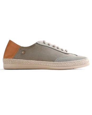 Espadrile cu piele intoarsa si insertii din piele, Gri deschis
