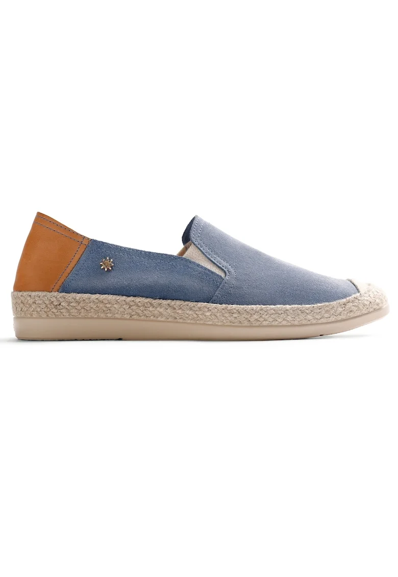 Espadrile din piele intoarsa si piele, Albastru deschis