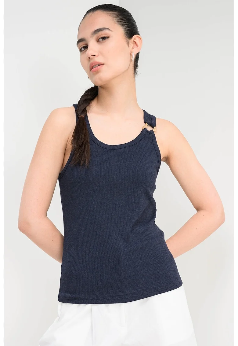 Top uni slim fit Kiki, Bleumarin
