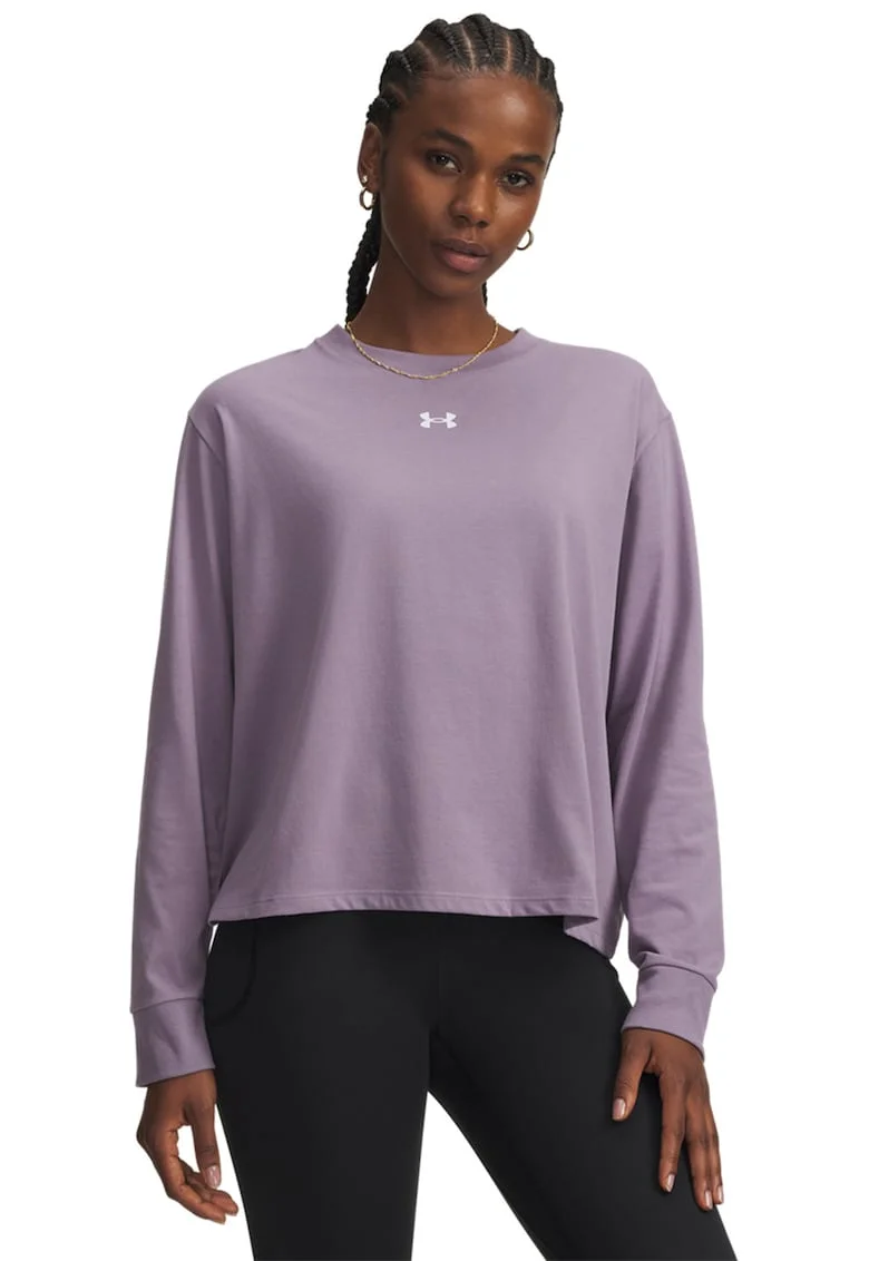 Bluza cu decolteu la baza gatului pentru fitness Boxy, Lila