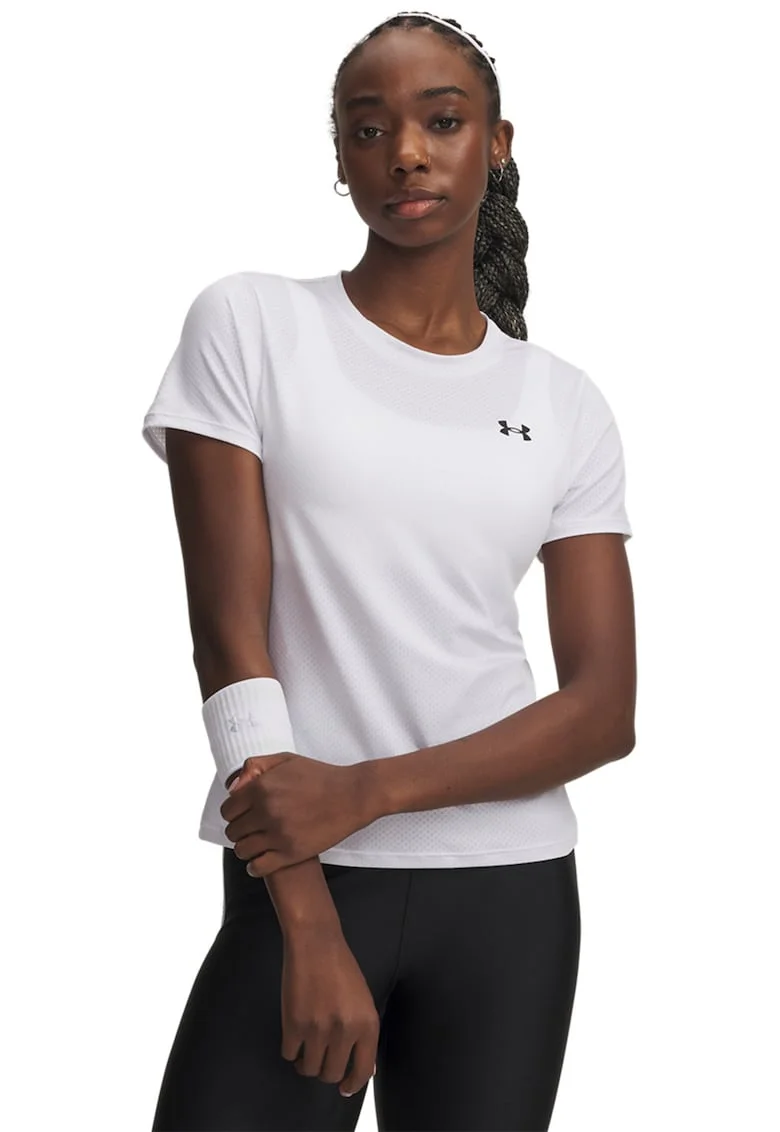 Tricou slim fit din plasa pentru fitness Tech, Alb