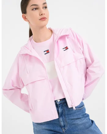 Jacheta crop cu gluga, Roz bombon