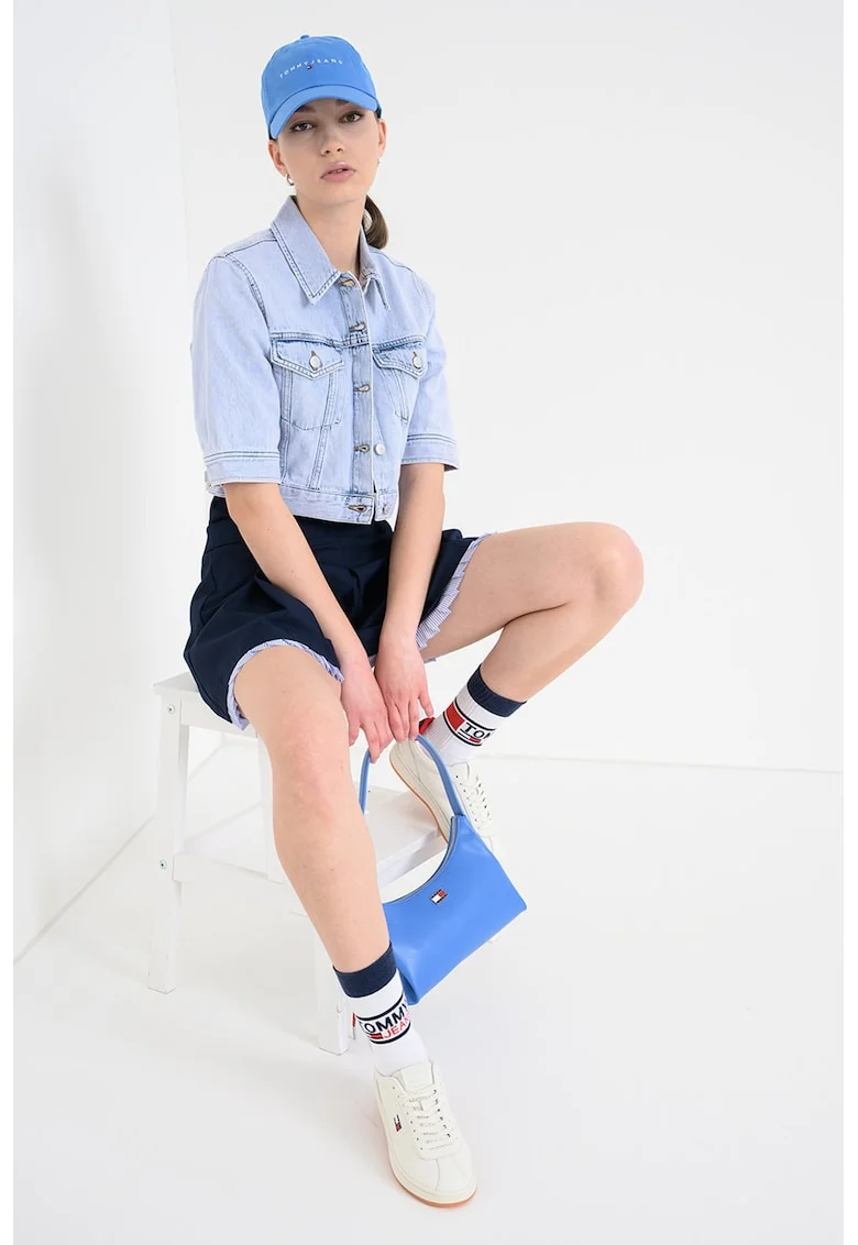 Jacheta de denim cu buzunare, Albastru pal