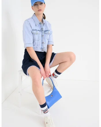 Jacheta de denim cu buzunare, Albastru pal