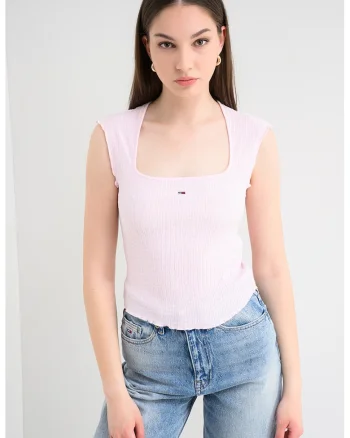 Top slim fit elastic, Roz pal