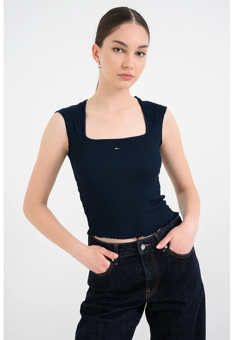 Top slim fit elastic, Bleumarin stins