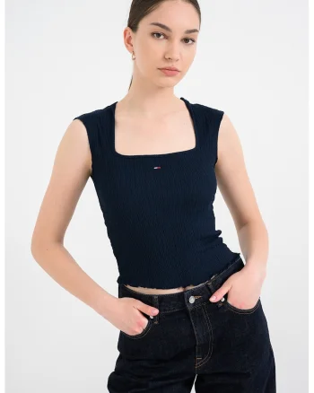 Top slim fit elastic, Bleumarin stins