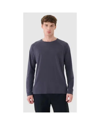 Bluza de trekking  maneca lunga, gri inchis, lana merino