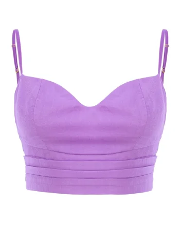 Top corset de matase cu bretele, Lila