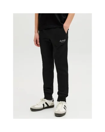 Pantaloni lungi de trening baieti, cu talie joasa, Regular fit, Negru,