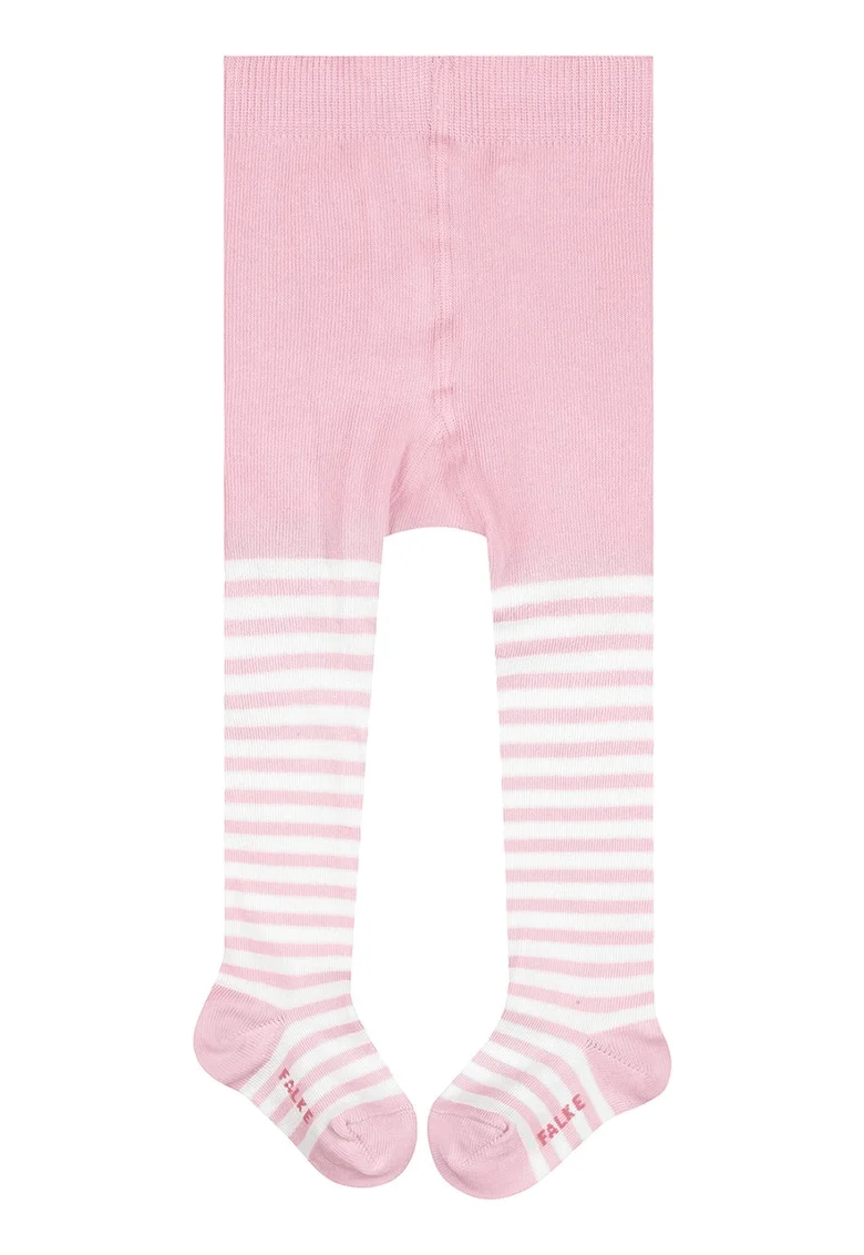 Dres cu model in dungi si detaliu logo, Alb/Roz pastel