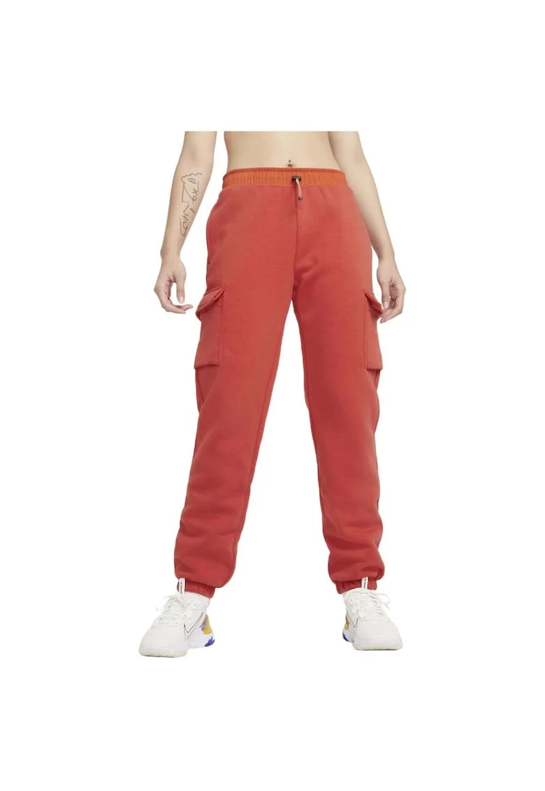 Pantaloni sport dama DD3607,  Fleece, Portocaliu,