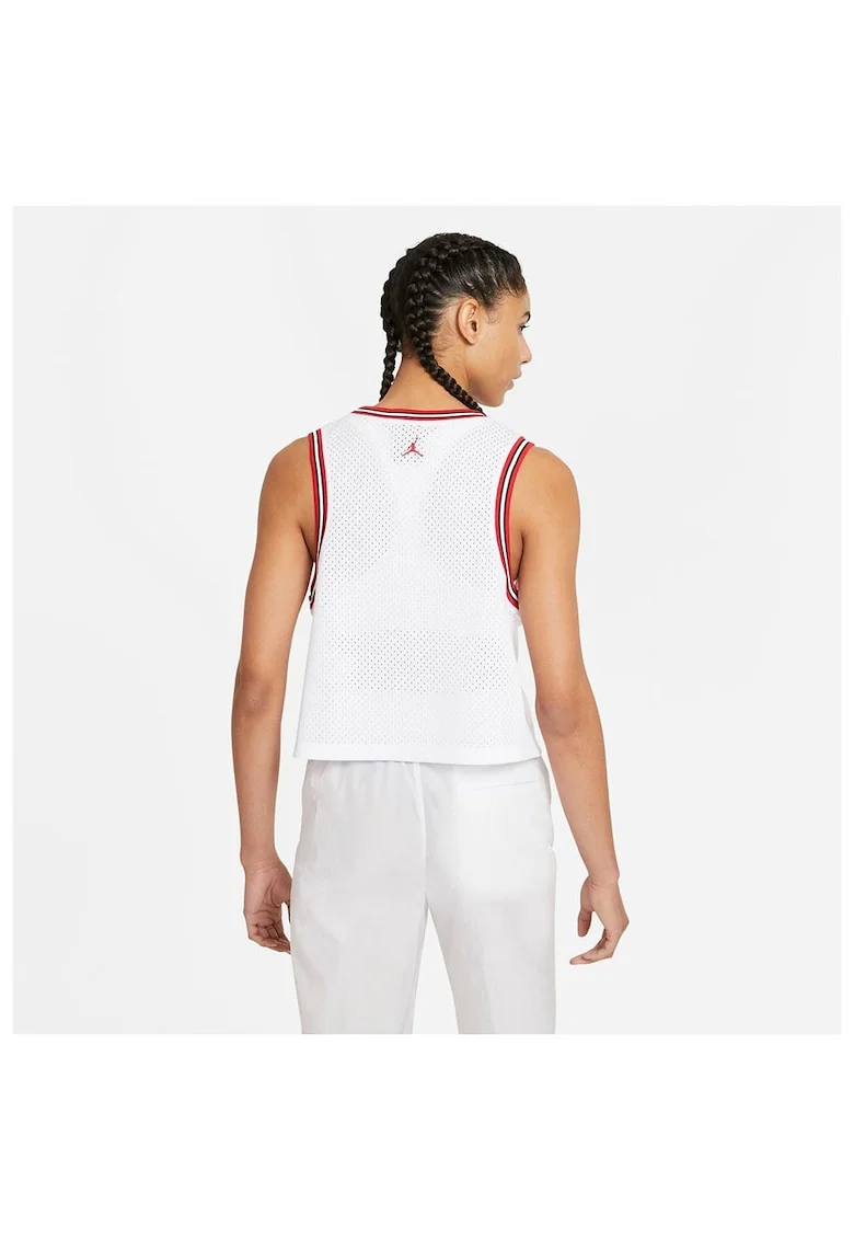 Tricou dama  Essential, croiala lejera, imprimeuri, poliester, alb/rosu