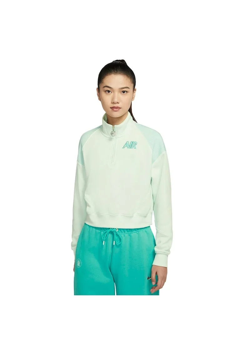 Bluza sport dama,  fleece, verde, croiala lejera, maneci lungi,