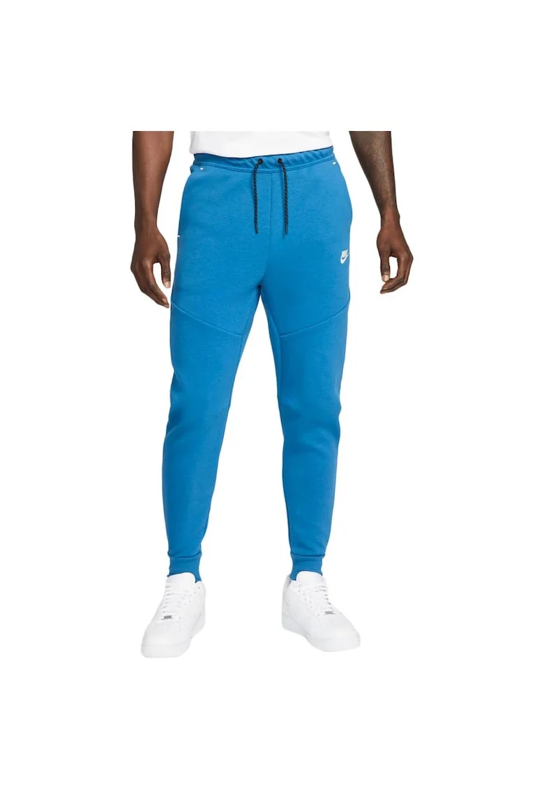 Pantaloni sport  Tech Fleece, conici, cu buzunar cu fermoar, bumbac, albastru