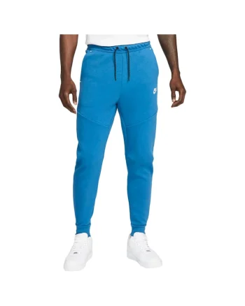 Pantaloni sport  Tech Fleece, conici, cu buzunar cu fermoar, bumbac, albastru