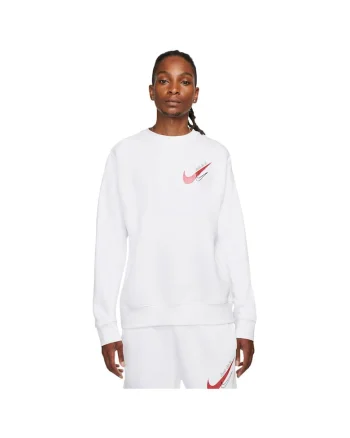 Bluza  Sportswear barbati, fleece moale, croiala lejera, alb, 80% bumbac/20% poliester