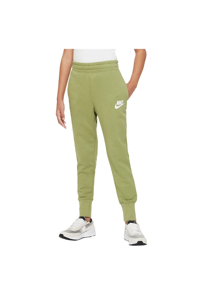 Pantaloni sport copii  Sportswear Club, French Terry, confortabili, cu buzunare, bumbac, verde,