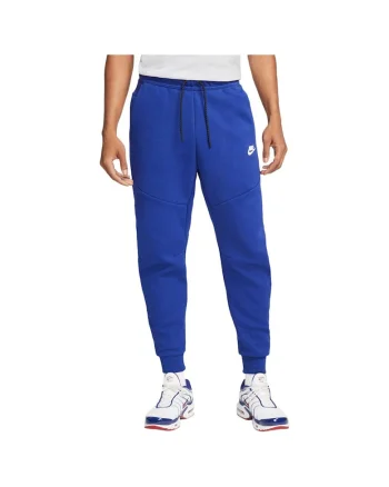 Pantaloni sport barbati  Tech Fleece, DV0538, buzunare cu fermoar, bumbac/poliester, albastru