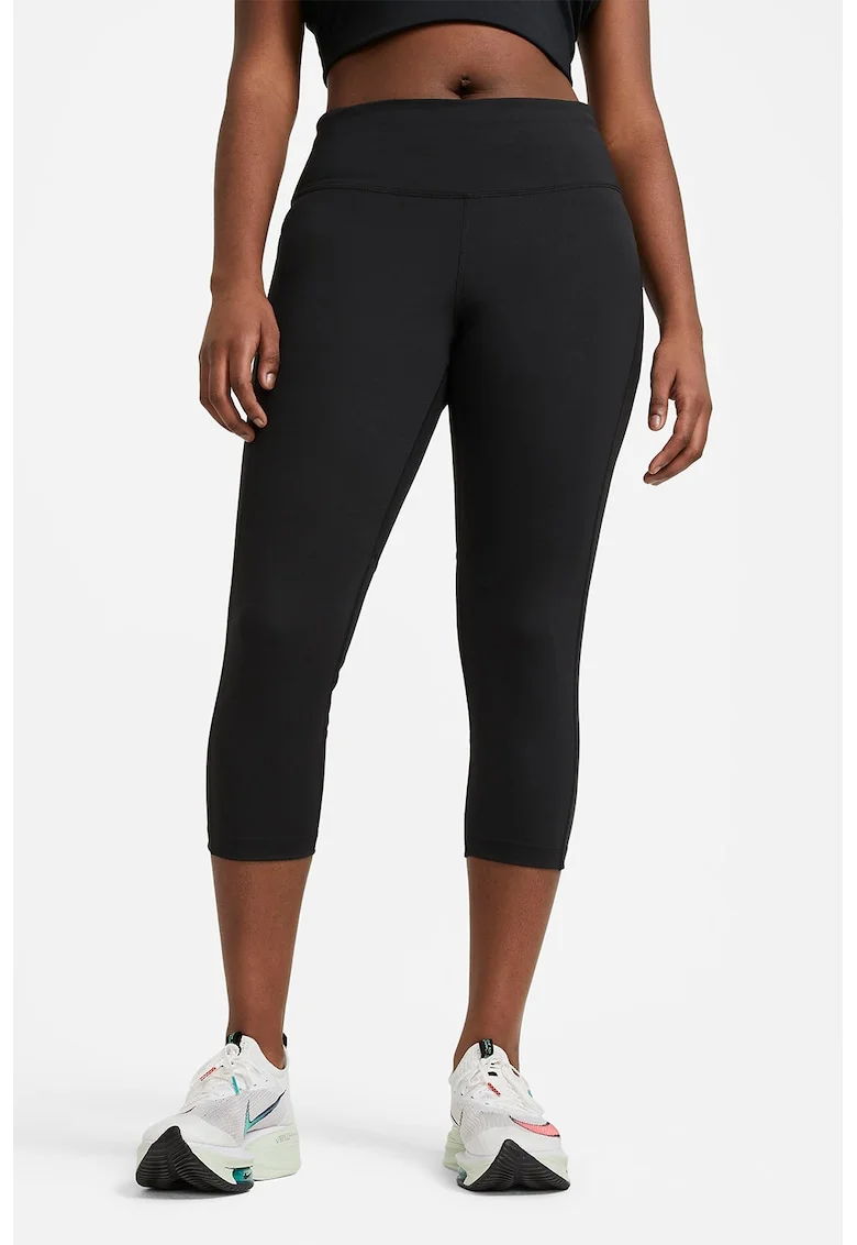 Colanti crop cu tehnologie Dri-FIT, pentru alergare Fast, Negru