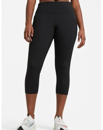 Colanti crop cu tehnologie Dri-FIT, pentru alergare Fast, Negru