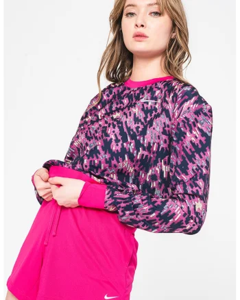 Bluza cu tehnologie Dri-Fit si imprimeu, pentru alergare Pacer, Mov inchis/Ametist