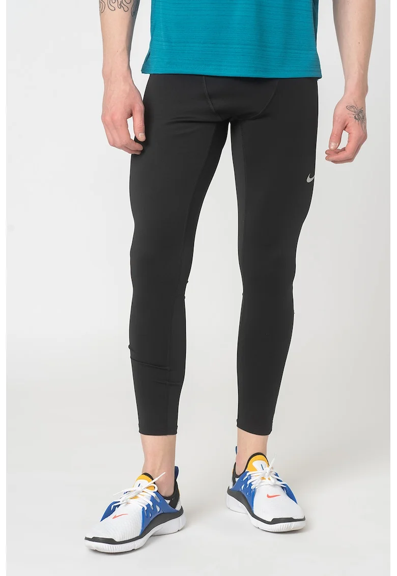 Colanti elastici cu tehnologie Dri-Fit pentru alergare Challenger, Negru