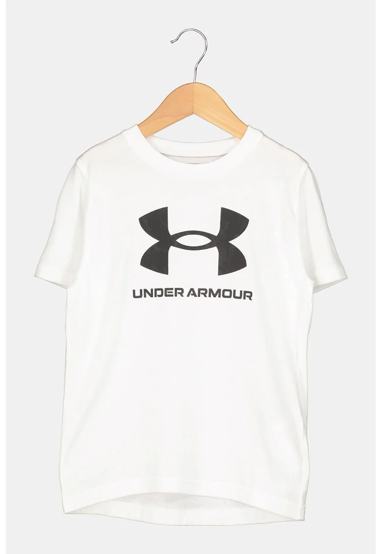 Tricou cu imprimeu logo, pentru fitness Sportstyle, Alb