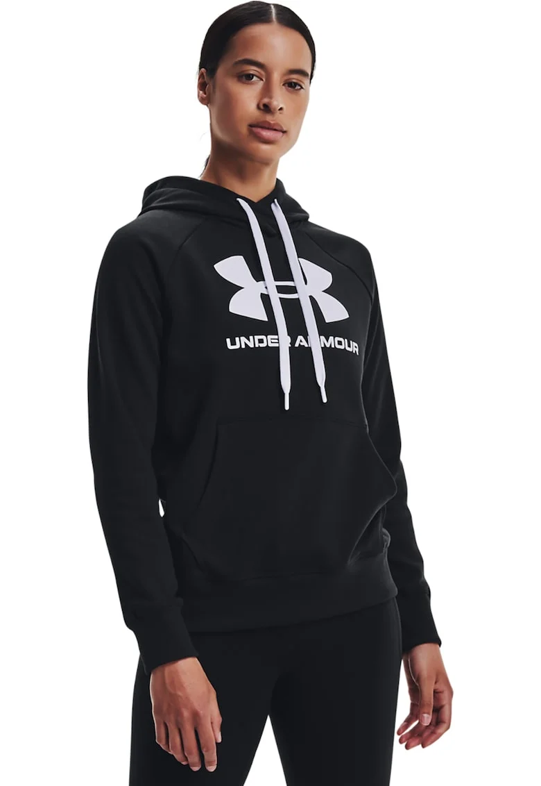 Hanorac lejer de fleece cu buzunar kangaroo, pentru antrenament Rival, Alb/Negru