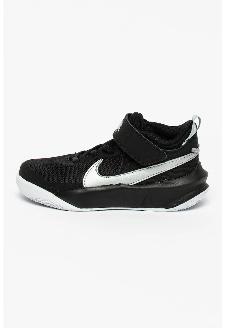 Pantofi sport cu garnituri de piele Team Hustle, Negru/Argintiu