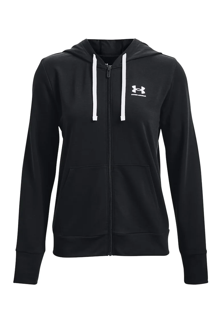 Hanorac din amestec de lyocell cu fermoar, pentru fitness Rival, Alb/Negru